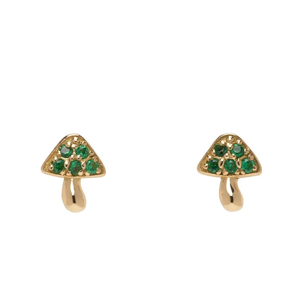 Brent Neale Mini Mushroom Stud Emerald - Single earring only 18K gold